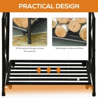 Outsunny 16" Heavy Duty Metal Fireplace Log Holder, Firewood Rack Outdoor for Fireplace Storage, Black(m-5)