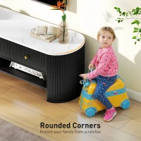 HOMCOM TV Stand, Modern TV Table with Marble-Effect Top, 3 Drawers and 2 Open Shelves for 32-65 Inch Television, Black(m-7)