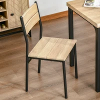 HOMCOM Dining Table Set for 2, 3 Piece Kitchen Table and Chairs with Metal Legs for Small Spaces, Natural Wood(m-12)