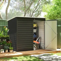 Outsunny 6' x 4' Outdoor Garden Shed, Metal Storage Shed with Lockable Door and Gloves for Backyard Garden Patio, Dark Gray(m-10)