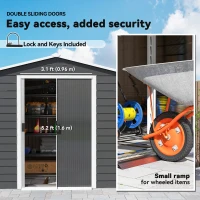 Outsunny 8' x 7' Outdoor Storage Shed, Easy to Assemble, Upgraded Galvanized Metal Garden Shed with Lockable Doors, Floor Frame and Gloves for Backyard, Lawn, Patio, Dark Grey(m-6)