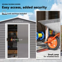 Outsunny 8' x 7' Outdoor Storage Shed, Easy to Assemble, Upgraded Galvanized Metal Garden Shed with Lockable Doors, Floor Frame and Gloves for Backyard, Lawn, Patio, Light Grey(m-6)