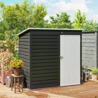 Outsunny 6' x 4' Outdoor Garden Shed, Metal Storage Shed with Lockable Door and Gloves for Backyard Garden Patio, Dark Gray(m-8)
