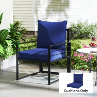 Outsunny Patio Chair Cushions, Thick Deep Seat Outdoor Seat Cushion with Back Cushion, Dark Blue(m-1)