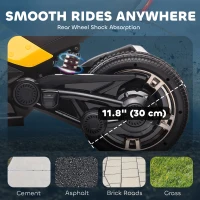 Qaba 12V Kids Ride On ATV with MP3 Player, Music, Horn, 2 Speeds, LED Lights, Gift for Boys & Girls, Yellow(m-6)