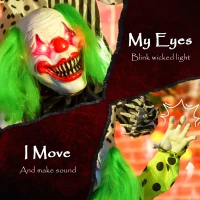 Outsunny Life Size Stackable Halloween Animated Clown with Red Light Up Eyes, Sound Activated Scary Clown Halloween Decorations(m-4)