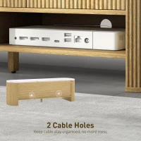 HOMCOM TV Stand, Modern TV Table with Marble-Effect Top, 3 Drawers and 2 Open Shelves for 32-65 Inch Television, Natural(m-6)