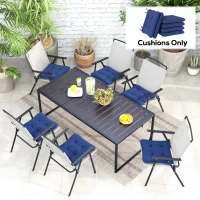 Outsunny 6-Piece Seat Cushion Replacement, Outdoor Patio Chair Cushions Set with Ties, Button Tufted, Dark Blue(m-8)