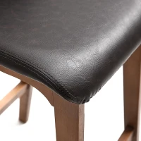 HOMCOM Modern Bar Stools Set of 2, Counter Height Bar Chair with PU Leather Wooden Frame Padding Seats for Dining Room Home Bar, Dark Brown(m-12)