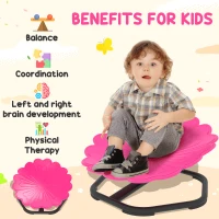 Qaba Flower-Shaped Kids Swivel Chair, Non-Slip Sit and Spin Sensory Chair for Training Body Coordination, Pink(m-4)