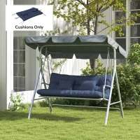Outsunny 59" Tufted Bench Cushions & Throw Pillows, Replacement Bench Seat Pad, Back & 2 Pillows for Outdoor Furniture, Navy Blue(m-10)