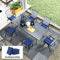 Outsunny 6-Piece Seat Cushion Replacement, Outdoor Patio Chair Cushions Set with Ties, Button Tufted, Dark Blue(m-1)