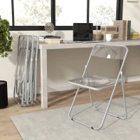 HOMCOM 4 Pack Acrylic Foldable Chairs, Transparent Folding Chairs for Living Room, Home Office, Party, Clear(m-10)