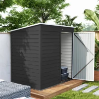 Outsunny 6' x 4' Outdoor Garden Shed, Metal Storage Shed with Lockable Door and Gloves for Backyard Garden Patio, Dark Gray(m-9)