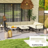 Outsunny Replacement Cushions for Rattan Furniture, 14 Piece Outdoor Seat Cushion Pad for Patio Set, 7 Seat and 7 Back, Cream(m-1)