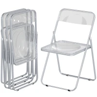HOMCOM 4 Pack Acrylic Foldable Chairs, Transparent Folding Chairs for Living Room, Home Office, Party, Clear(m-2)