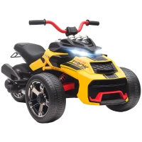 Qaba 12V Kids Ride On ATV with MP3 Player, Music, Horn, 2 Speeds, LED Lights, Gift for Boys & Girls, Yellow(m-11)