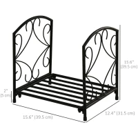 Outsunny 16" Heavy Duty Metal Fireplace Log Holder, Firewood Rack Outdoor for Fireplace Storage, Black(m-3)