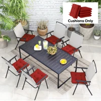 Outsunny 6-Piece Seat Cushion Replacement, Outdoor Patio Chair Cushions Set with Ties, Button Tufted, Wine Red(m-8)