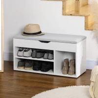 HOMCOM Shoe Bench Entryway Storage Rack with Padded Cushion, Hidden Storage for Hallway, Living Room, White(m-8)