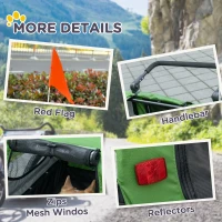Aosom Dog Bike Trailer, 2-in-1 Dog Wagon Pet Stroller for Travel with Universal Wheel Reflectors Flag, for Small and Medium Dogs, Green(m-10)