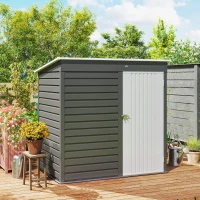 Outsunny 6' x 4' Outdoor Garden Shed, Metal Storage Shed with Lockable Door and Gloves for Backyard Garden Patio, Light Gray(m-8)