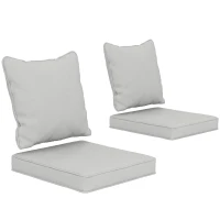 Outsunny Seat Cushion Back Pillows Replacement Set of 2, Patio Chair Cushions Set for Indoor Outdoor, Light Grey(m-11)