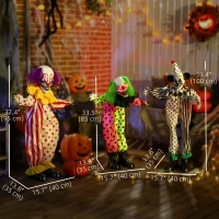 Outsunny Life Size Stackable Halloween Animated Clown with Red Light Up Eyes, Sound Activated Scary Clown Halloween Decorations(m-3)
