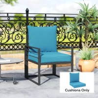 Outsunny Patio Chair Cushions, Thick Deep Seat Outdoor Seat Cushion with Back Cushion, Turquoise(m-8)