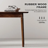 HOMCOM 47.2" Rectangle Dining Table for 4, Mid-Century Modern Kitchen Table with Rubber Wood Legs for Dining Room, Walnut(m-7)