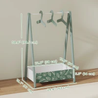 Qaba Kids Clothing Rack with Storage Shelf, Hangers, for Nursery Room, Living Room, Playroom, Green(m-3)