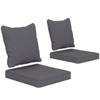 Outsunny Seat Cushion Back Pillows Replacement Set of 2, Patio Chair Cushions Set for Indoor Outdoor, Dark Grey(m-11)