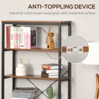 HOMCOM Retro Industrial Bookcase Storage Shelf Closet Floor Standing Display Rack with 6 Tiers, Metal Frame for Living Room & Study(m-6)