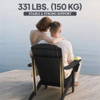 Outsunny Classic Adirondack Chair Muskoka Chair, Garden Deck Chair with Cup Holder for Patio, Indoor, Backyard, Black(m-7)