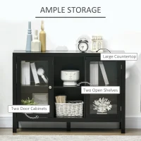 HOMCOM 30.25" Modern Kitchen Sideboard, Buffet Cabinet with Removable Wine Rack, Tempered Glass Door Cabinet and Adjustable Shelves for Living Room, Kitchen, Entryway, Black(m-4)