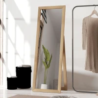HOMCOM 58" x 20" Floor Standing Mirror, Full Body Mirror for Bedroom, Living Room, Oak(m-8)