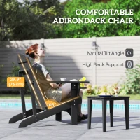 Outsunny Classic Adirondack Chair Muskoka Chair, Garden Deck Chair with Cup Holder for Patio, Indoor, Backyard, Black(m-4)