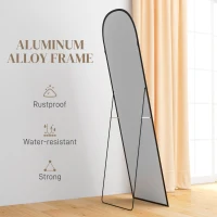 HOMCOM Arched Standing Mirror, 64" x 20" Full Length Mirror, Free Standing or Wall Mounted for Living Room, Bedroom, Black(m-6)