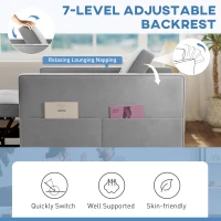 HOMCOM Convertible Chair Bed, Pull Out Sleeper Chair with USB, Adjustable Backrest, Small Velvet Futon Sofa Bed, Grey(m-5)