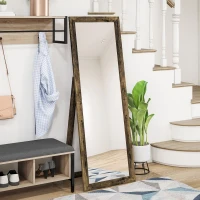HOMCOM 58" x 20" Floor Standing Mirror, Full Body Mirror for Bedroom, Living Room, Rustic Brown(m-1)