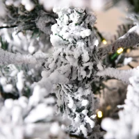 HOMCOM 6ft Prelit Artificial Pencil Christmas Tree, Snow Flocked Slim Xmas Tree with Warm White LED Lights - Green(m-10)