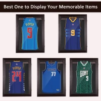 HOMCOM Jersey Display Frame Case, Acrylic Sports Shirt Shadow Box for Basketball Football Baseball, 26" x 35", Brown(m-5)