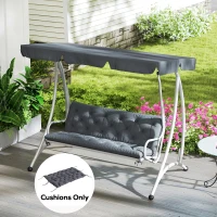 Outsunny 3 Seater Outdoor Seat Pads Bench Swing Chair Replacement Cushions Backrest for Patio Garden, Dark Grey(m-1)