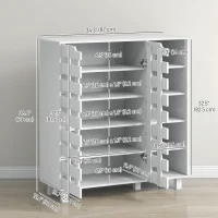 HOMCOM Shoe Cabinet, 21 Pair Shoe Storage Cabinet Organizer with 5-tier Double Door Cupboard and 5-tier Open Shelves, White(m-3)