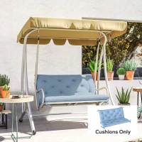 Outsunny Garden Bench Cushion with Backrest, Non-Slip 2 Seater Soft Pad with Ties, Blue(m-8)