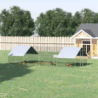 PawHut 9.8' x 26.2' x 6.6' Chicken Coop Cage, Outdoor Hen House w/Cover & Lockable Door(m-8)