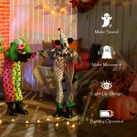 Outsunny Life Size Stackable Halloween Animated Clown with Red Light Up Eyes, Sound Activated Scary Halloween Decorations(m-6)