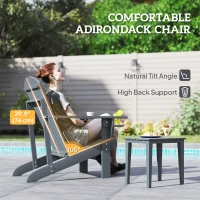 Outsunny Classic Adirondack Chair, Muskoka Chairs, Garden Deck Chair with Cup Holder for Patio, Indoor, Backyard, Dark Grey(m-4)