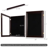 HOMCOM Jersey Display Frame Case, Acrylic Sports Shirt Shadow Box for Basketball Football Baseball, 26" x 35", Brown(m-3)