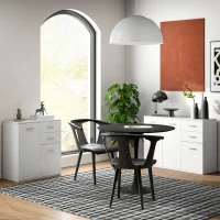 HOMCOM High Gloss Sideboard with 2 Drawers and 2 Doors, Buffet Cabinet with Adjustable Shelf, Coffee Bar Cabinet with Storage, White(m-9)